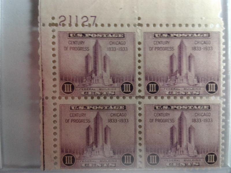 SCOTT # 729 PLATE BLOCK GEM MINT NEVER HINGED   1933