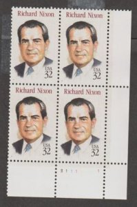 U.S. Scott #2955 Richard Nixon Stamp - Mint NH Plate Block