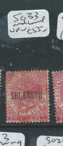 MALAYA  SELANGOR (P0510B) 2C QV SG 33  RED CANCELVFU