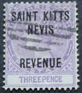 St Kitts Nevis 1885 QV Three Pence Revenue SG R4 used