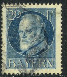 BAVARIA 1914-20 20pf Blue King Ludwig III Portrait Issue Sc 102 VFU