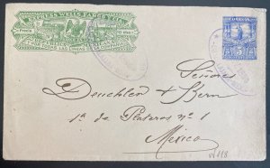 1896 Guadalajara Jal Mexico Postal Stationery Cover To Mexico City Wells Fargo