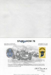 UNITED STATES - STAMPSHOW '78 PHILATELIC EXHIBITION SOUVENIR CARD & ENVELOPPE