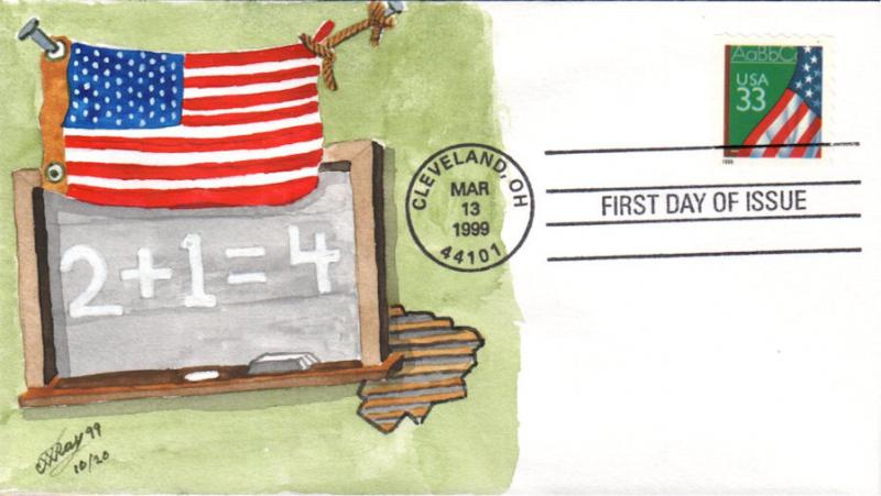 #3283 Flag Over Chalkboard Ray FDC