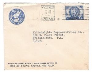 Australia Commercial Cover Overseas Box to US 1946