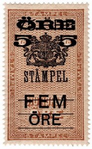 (I.B) Sweden Revenue : Duty Stamp 5 öre on 75 öre OP