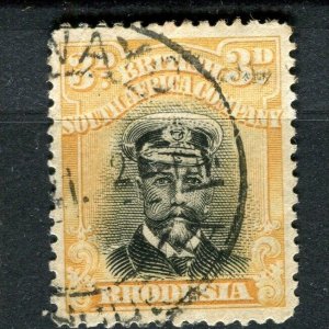 RHODESIA; 1913-22 early GV Admiral issue used Shade of 3d. value