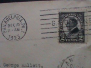 ​UNITED STATES-1923 SC#610- 100 YEARS OLD-WARREN G. HARDING COVER-FANCY CANCEL