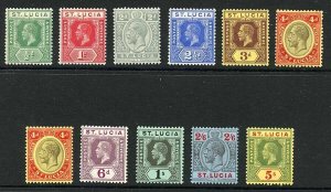 St Lucia SG78/88 1912-21 KGV Set of 11 Die 1 Wmk Mult Crown CA P14 M/M