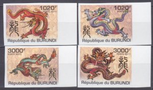 2011 Burundi 2234b-2237b Chinese calendar Year of the Dragon 20,00 €