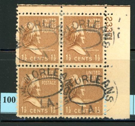 PKStamps - USA - 805 - Used - Plate Block - 30-100