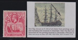 St. Helena, SG 99b, MNH (streaky) Torn Flag variety