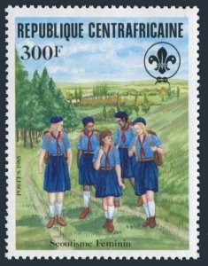 Central Africa 726,726 deluxe imp,MNH.Michel 1129 Bl. Girl Guides,75th Ann.1985.