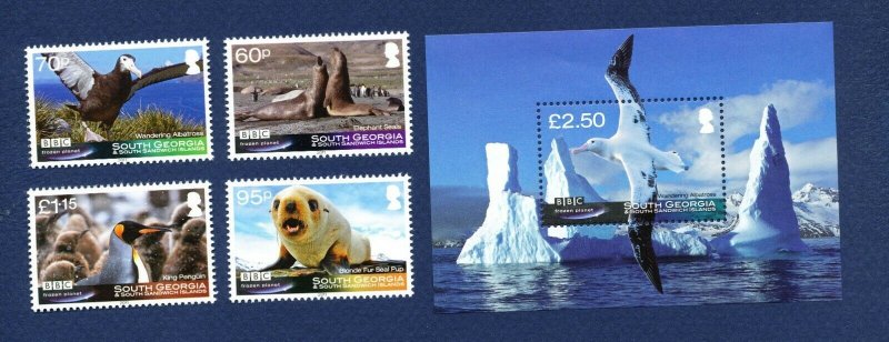 SOUTH GEORGIA - # 434-438 - MNH - Frozen Planet Movie, seals, birds  - 2011