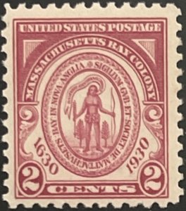 Scott #682 1930 2¢ Massachusetts Tercentenary MNH OG