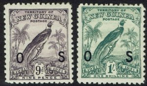 NEW GUINEA 1931 DATED BIRD OS 9D AND 1/-  