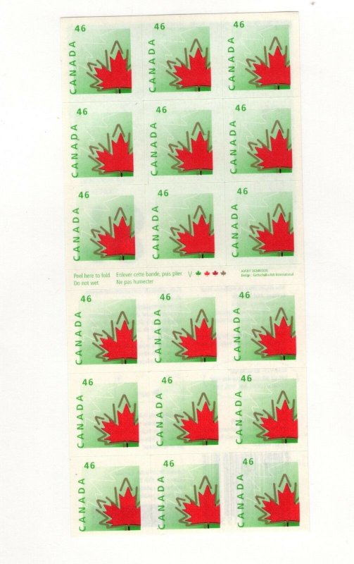 Canada 1998 46 cent ATM booklet sheet of 18. Unitrade #1696a VFMNH CV $65.00