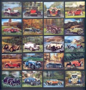 OLDTIMER AUTOMOBILES, 3-D STAMPS FROM BHUTAN, FULL SET!