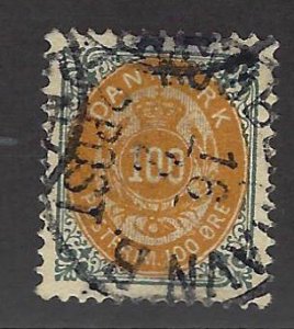 Denmark  SC#52 Used F-VF SCV$35.00...A fascinating spot!