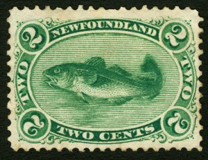 Newfoundland #46i 1862 2D Deep Yellow Green Very Fine Unused