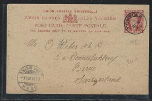 VIRGIN ISLANDS (P2712B) 1D PSC WITH LONG MSG TO SWITZERLAND