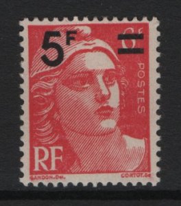 France  #610   MNH  1949  Marianne surcharge 5fr on 6fr