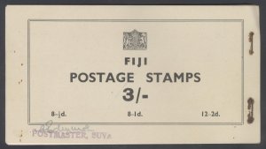 Fiji 1940 3s Blk/paleGrnBuff Booklet PM signed SG SB3a MNH Cat £1,100($1,452)