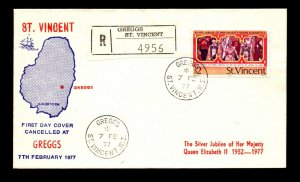 St Vincent 1977 $2 FDC / Greggs Registered - L17048