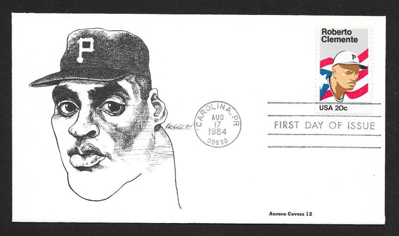 UNITED STATES FDC 20¢ Roberto Clemente 1984 Aurora Covers