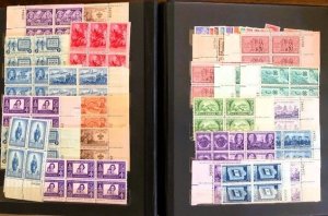 United States 12 Page Stock Book with 130 Plate Blocks and 600 Stamps