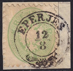 Austria - 1864 - Scott #23 - used on piece - EPERJES pmk Slovakia