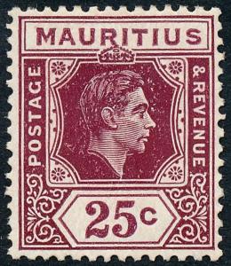 Mauritius 1942 25c Brown-Purple SG259b MH
