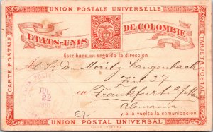 1881 Bogota Colombia Postal Stationery Postcard  Cover To Frankfurt Germany