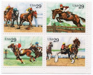 Scott #2759a (2756-59) Sporting Horses Block of 4 Stamps - MNH