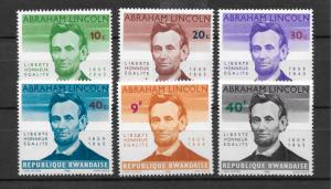 RWANDA MNH SET SC#92-97 ABRAHAM LINCOLN SCV$3.50