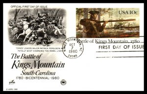 US UX85 Battle of Kings Mountain PCS Artcraft Variety U/A FDC Postal Card