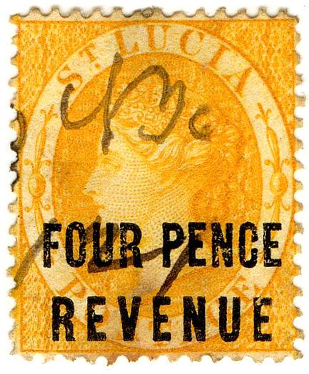 (I.B) St Lucia Revenue : Duty Stamp 4d