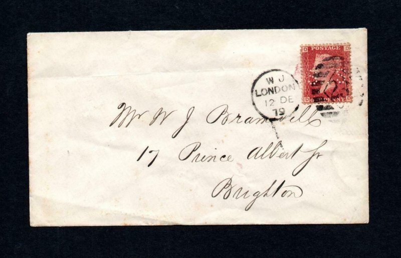 PENNY RED PLATE 216 USED ON COVER WITH 'SS' PERFIN