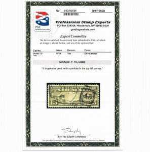 EXCELLENT GENUINE SCOTT #C8 USED PSE CERT GRADED F-70 OLIVE BROWN AIR MAIL 16809