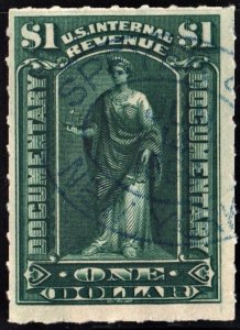 R173 $1.00 Documentary Stamp (1898) Used/Oval Date Stamp