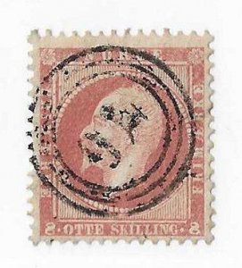 Norway Sc #5  8sk  br rose used with a 3 ring '76'  cancel  VF