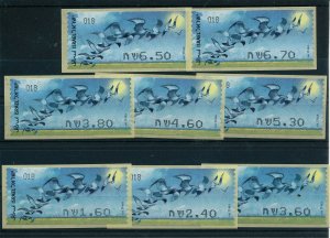 ISRAEL 2009 BIRDS TAKING OFF ATM LABELS MACHINE 001 1st TARIFF P/SERVICESET MNH