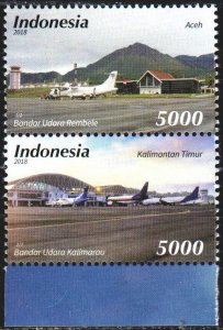 Indonesia. 2018. Airplanes, airports. MNH. 