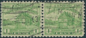 US 728 Century of Progress Issue; Used horizontal pair -- See details and scan