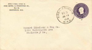 United States U.S. R.P.O.'s Nash. & Montg. 1948 509-J-2  Postal Stationery En...