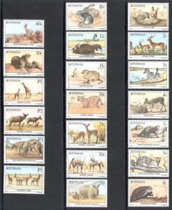 1987 ENGLISH - Catalog Yvert n. 551-70 - Animals of Botswana - 20 values - MNH**