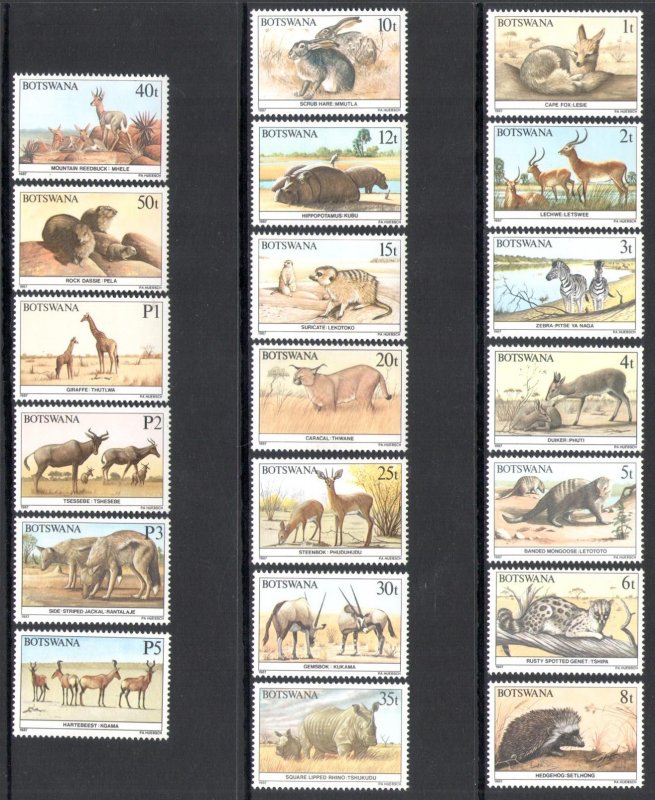 1987 BOTSWANA - Yvert Catalog #551-70 - Animals of Botswana - 20 Values - MNH**