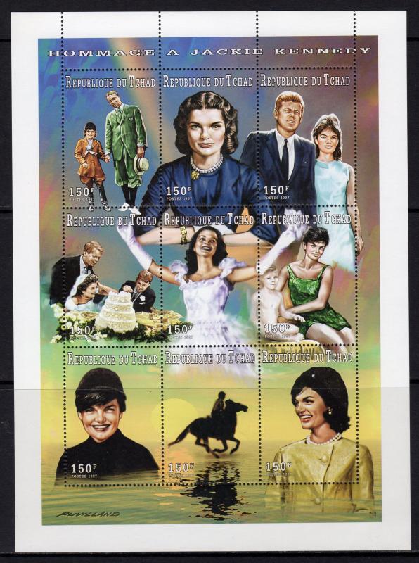 Chad 1997 Sc#712 Jackie Kennedy/John Kennedy Sheetlet (9) Perforated MNH