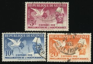 GUINEA Sc 170-72 F-VF/USED - 1959 - Proclamation of Independence