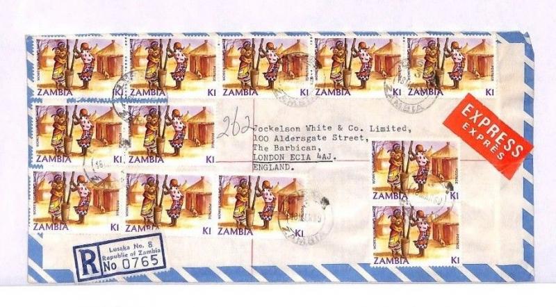 ZAMBIA Lusaka SPECTACULAR HIGH RATE Registered Express Cover London 1989 FF184